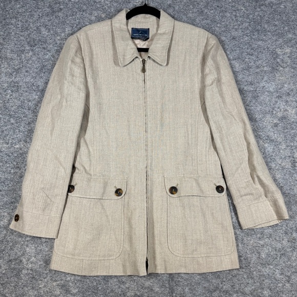 Vintage Daniel Hechter Beige Linen Blend Zip Jacket Size 10  Contemporary Luxury - Picture 2 of 16